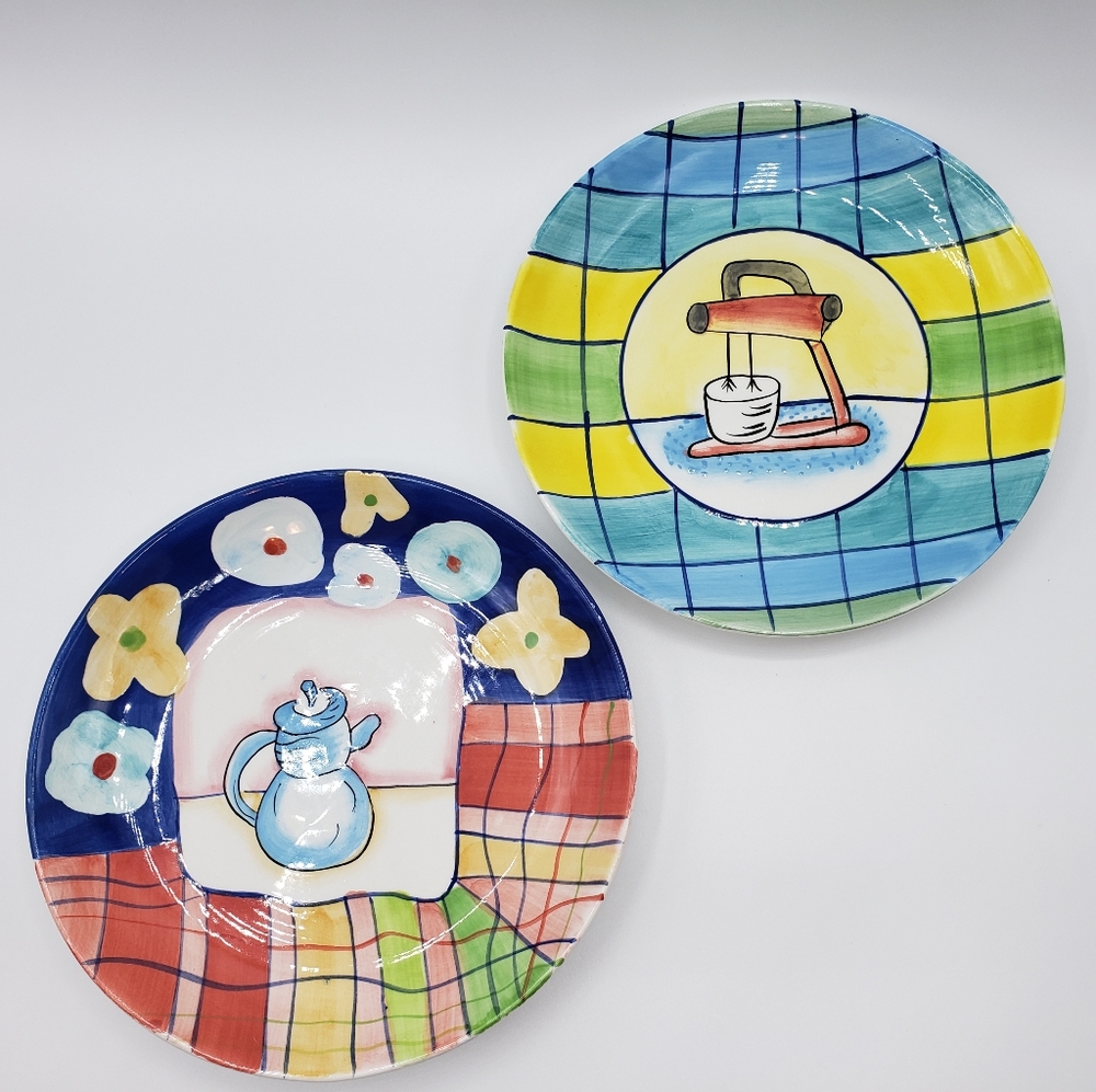 Two farmhouse decor ceramic plates